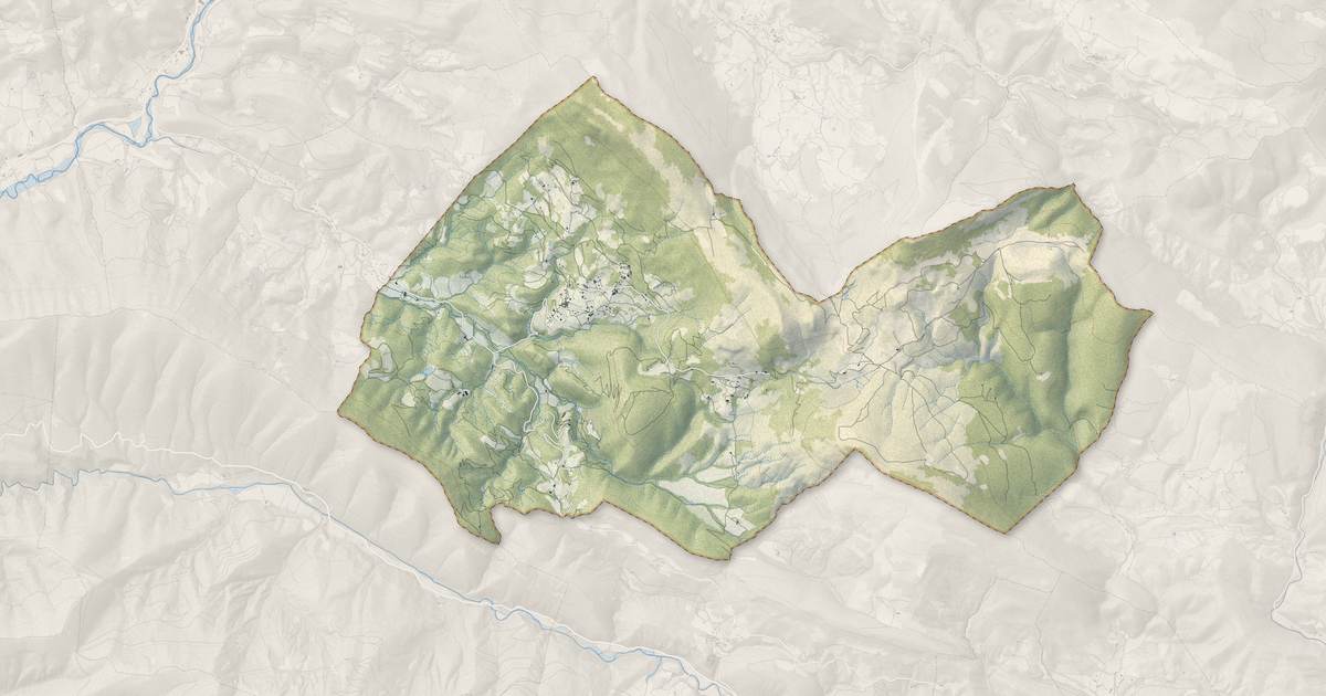 Portrait cartographique de Plaisians : relief, eau, forêts, bâti et voies, calculés à partir des données de l'IGN