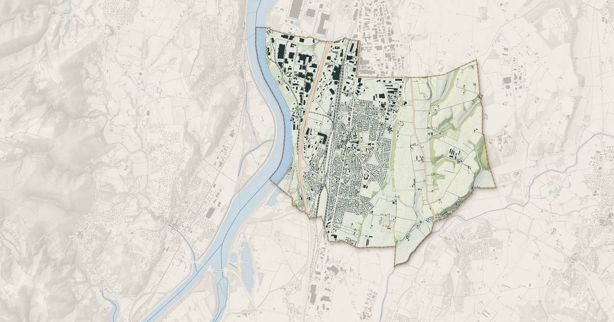 Portrait cartographique de Portes-lès-Valence : relief, eau, forêts, bâti et voies, calculés à partir des données de l'IGN