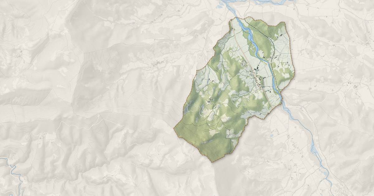 Portrait cartographique de Recoubeau-Jansac : relief, eau, forêts, bâti et voies, calculés à partir des données de l'IGN