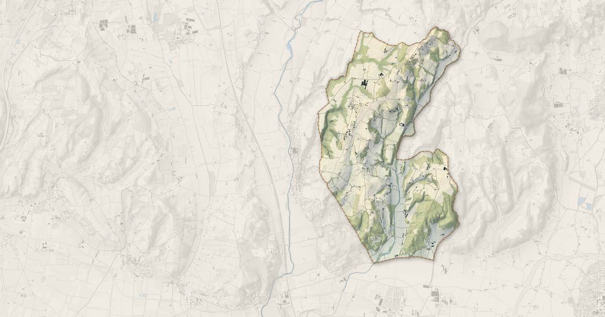Portrait cartographique de Saint-Bardoux : relief, eau, forêts, bâti et voies, calculés à partir des données de l'IGN