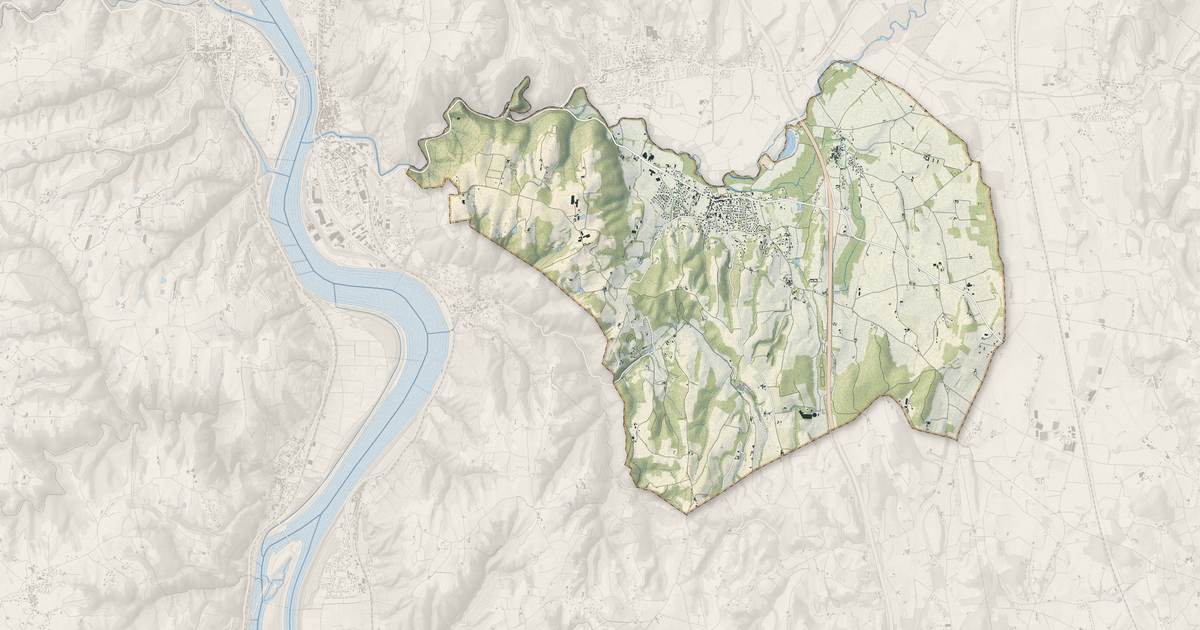 Portrait cartographique de Saint-Barthélemy-de-Vals : relief, eau, forêts, bâti et voies, calculés à partir des données de l'IGN