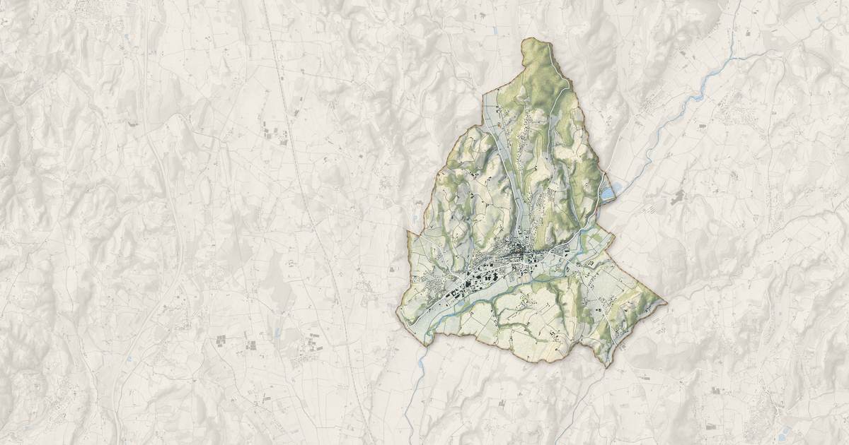 Portrait cartographique de Saint-Donat-sur-l'Herbasse : relief, eau, forêts, bâti et voies, calculés à partir des données de l'IGN