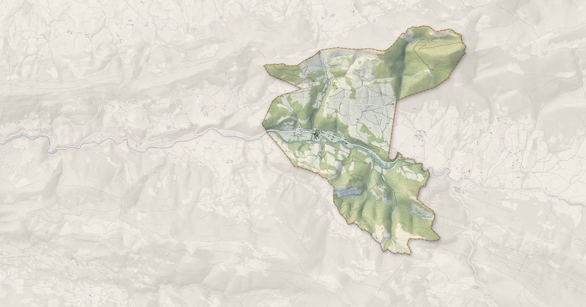 Portrait cartographique de Sainte-Euphémie-sur-Ouvèze : relief, eau, forêts, bâti et voies, calculés à partir des données de l'IGN