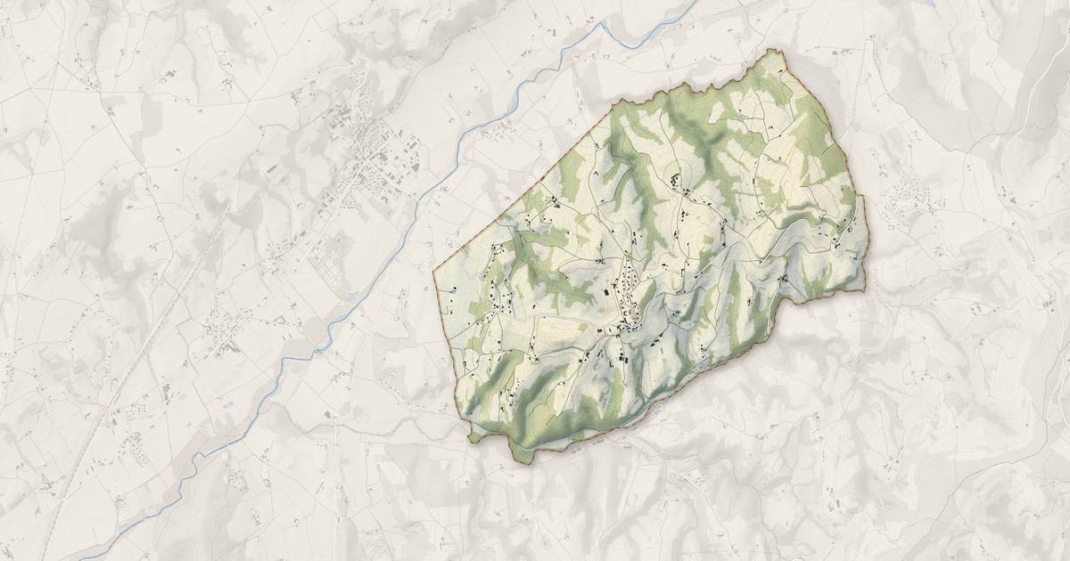 Portrait cartographique de Saint-Martin-d'Août : relief, eau, forêts, bâti et voies, calculés à partir des données de l'IGN