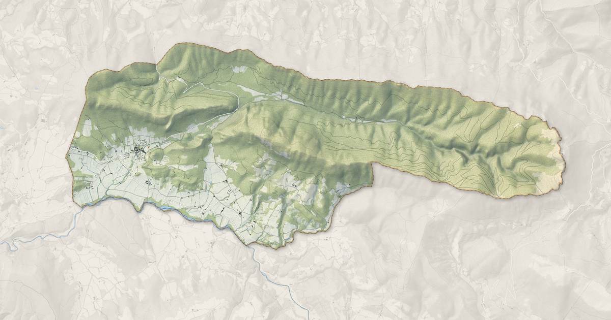 Portrait cartographique de Saou : relief, eau, forêts, bâti et voies, calculés à partir des données de l'IGN