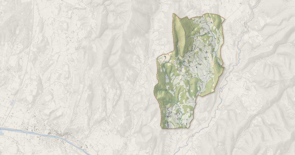 Portrait cartographique de Suze : relief, eau, forêts, bâti et voies, calculés à partir des données de l'IGN
