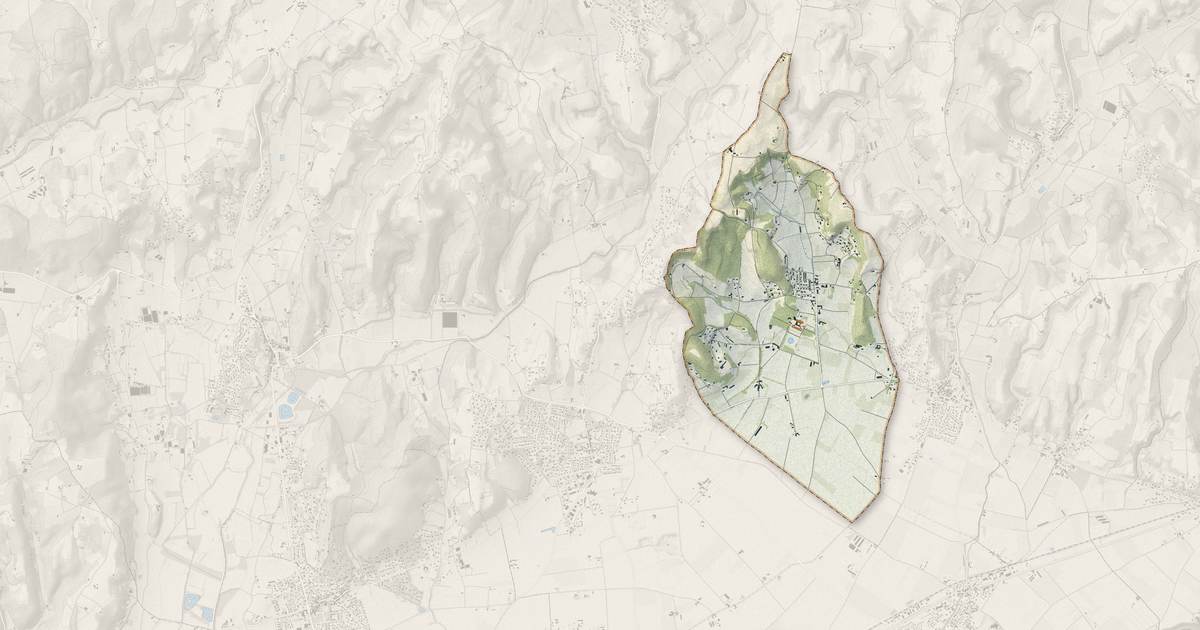 Portrait cartographique de Triors : relief, eau, forêts, bâti et voies, calculés à partir des données de l'IGN