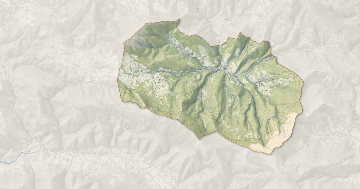 Portrait cartographique de Valdrôme : relief, eau, forêts, bâti et voies, calculés à partir des données de l'IGN