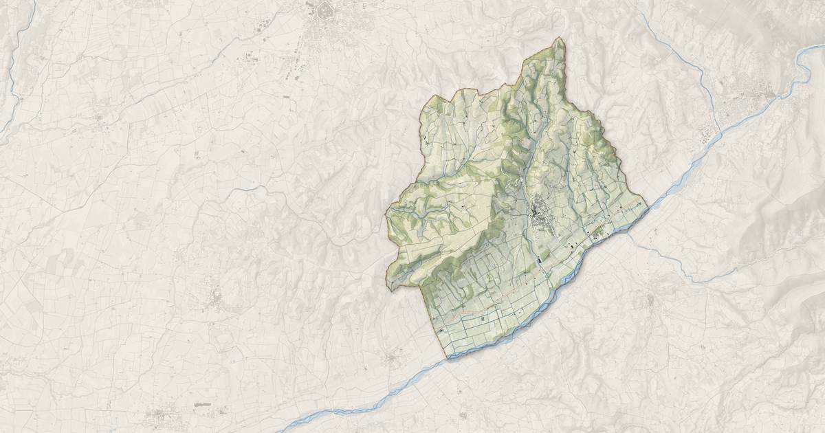 Portrait cartographique de Vinsobres : relief, eau, forêts, bâti et voies, calculés à partir des données de l'IGN