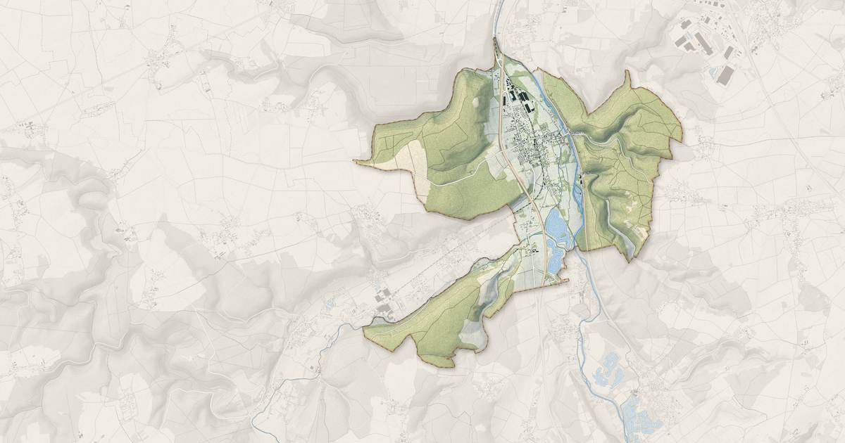 Portrait cartographique de Acquigny : relief, eau, forêts, bâti et voies, calculés à partir des données de l'IGN