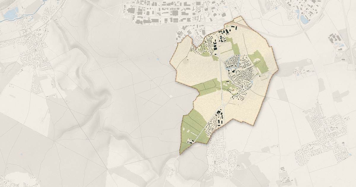 Portrait cartographique de Angerville-la-Campagne : relief, eau, forêts, bâti et voies, calculés à partir des données de l'IGN