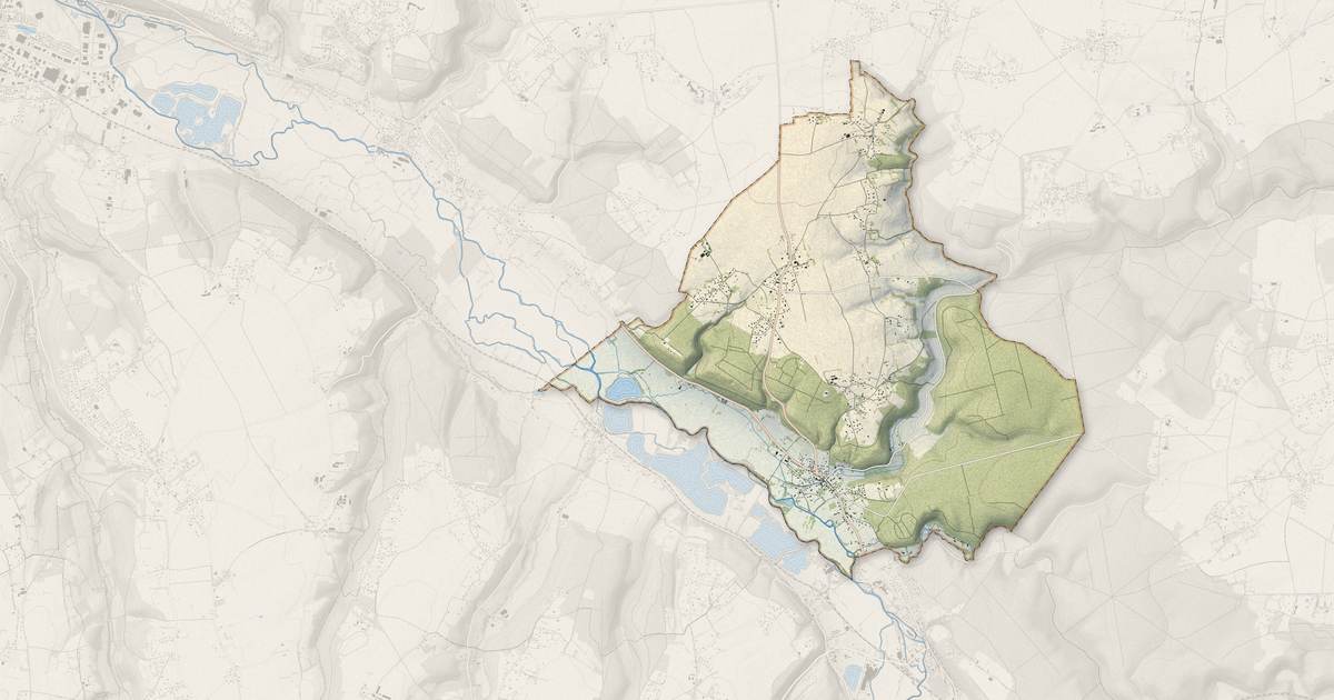 Portrait cartographique de Appeville-Annebault : relief, eau, forêts, bâti et voies, calculés à partir des données de l'IGN