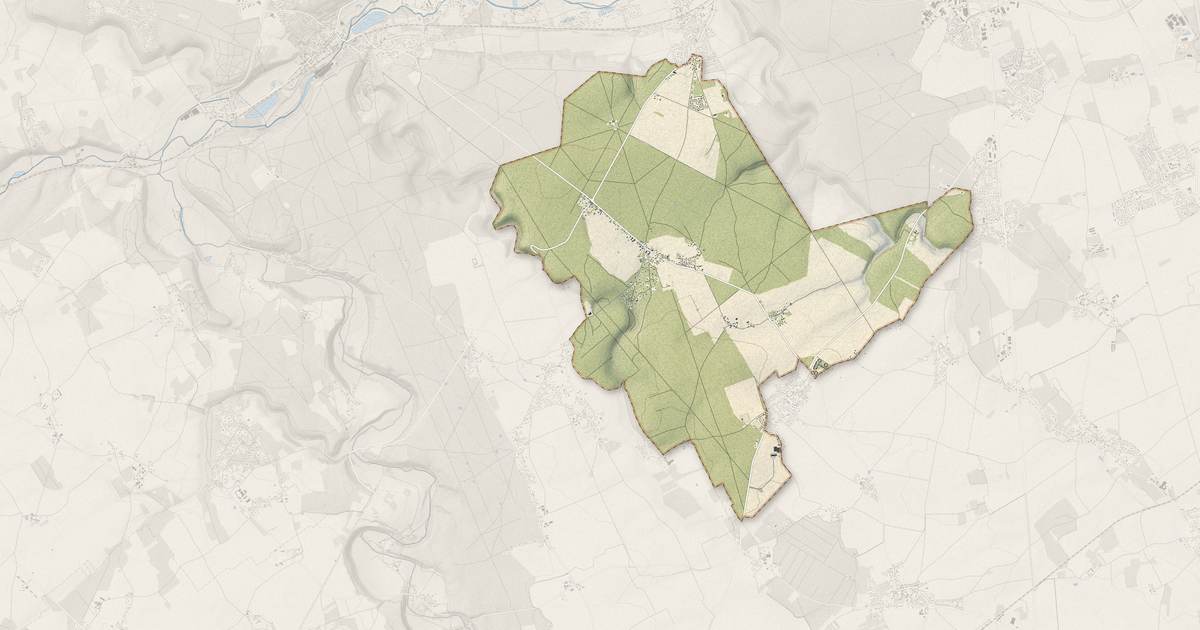 Portrait cartographique de Les Baux-Sainte-Croix : relief, eau, forêts, bâti et voies, calculés à partir des données de l'IGN