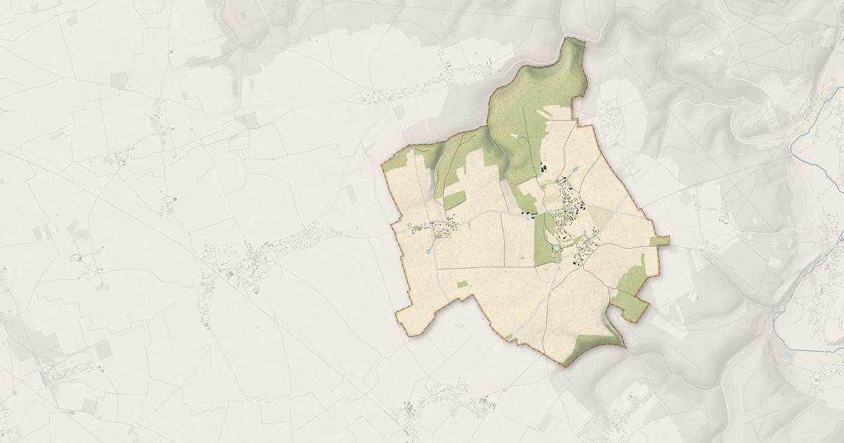 Portrait cartographique de Bérengeville-la-Campagne : relief, eau, forêts, bâti et voies, calculés à partir des données de l'IGN