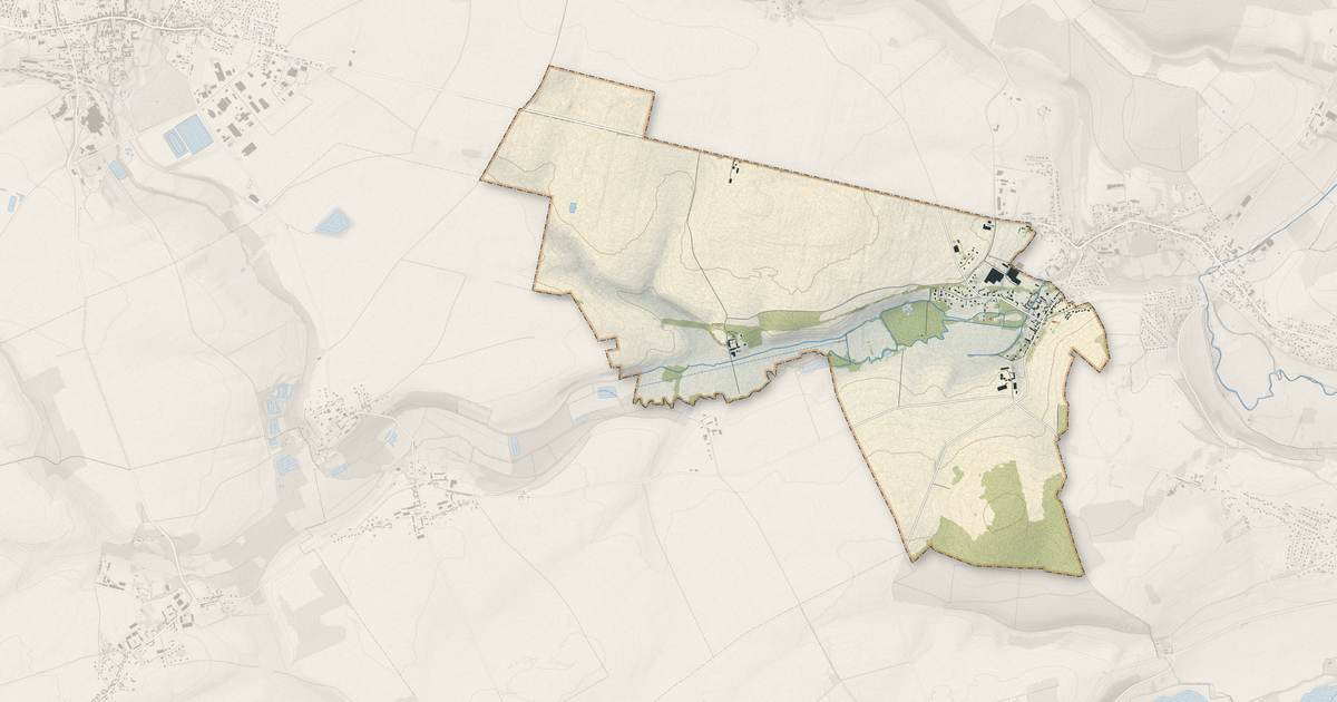 Portrait cartographique de Bernouville : relief, eau, forêts, bâti et voies, calculés à partir des données de l'IGN