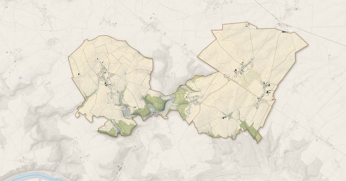 Portrait cartographique de Frenelles-en-Vexin : relief, eau, forêts, bâti et voies, calculés à partir des données de l'IGN