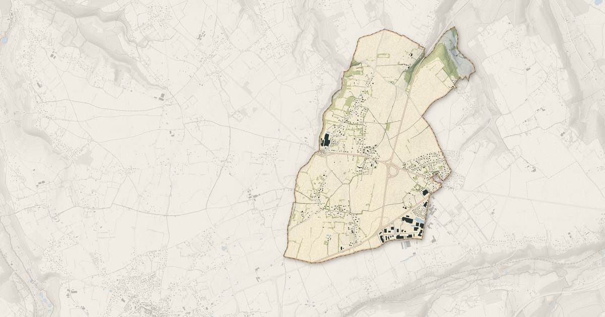 Portrait cartographique de Boulleville : relief, eau, forêts, bâti et voies, calculés à partir des données de l'IGN