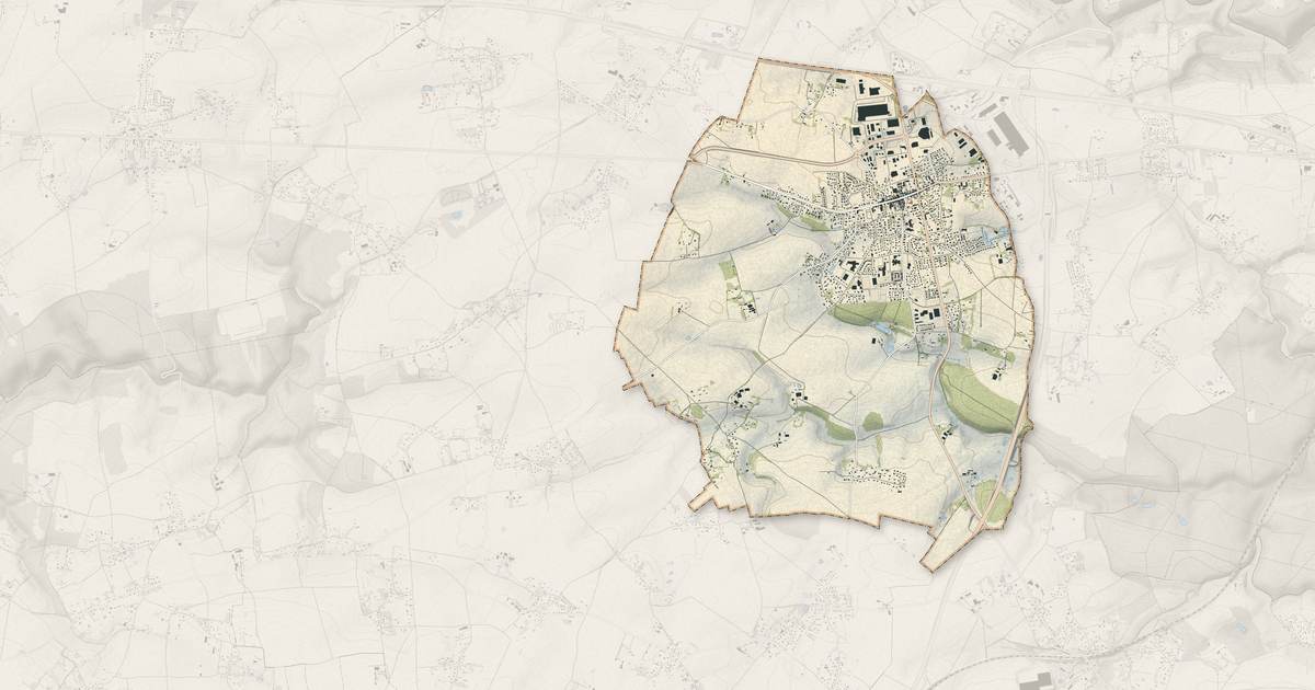 Portrait cartographique de Bourg-Achard : relief, eau, forêts, bâti et voies, calculés à partir des données de l'IGN