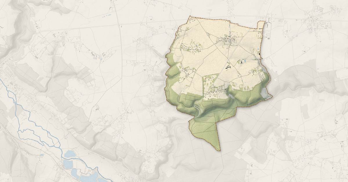 Portrait cartographique de Brestot : relief, eau, forêts, bâti et voies, calculés à partir des données de l'IGN