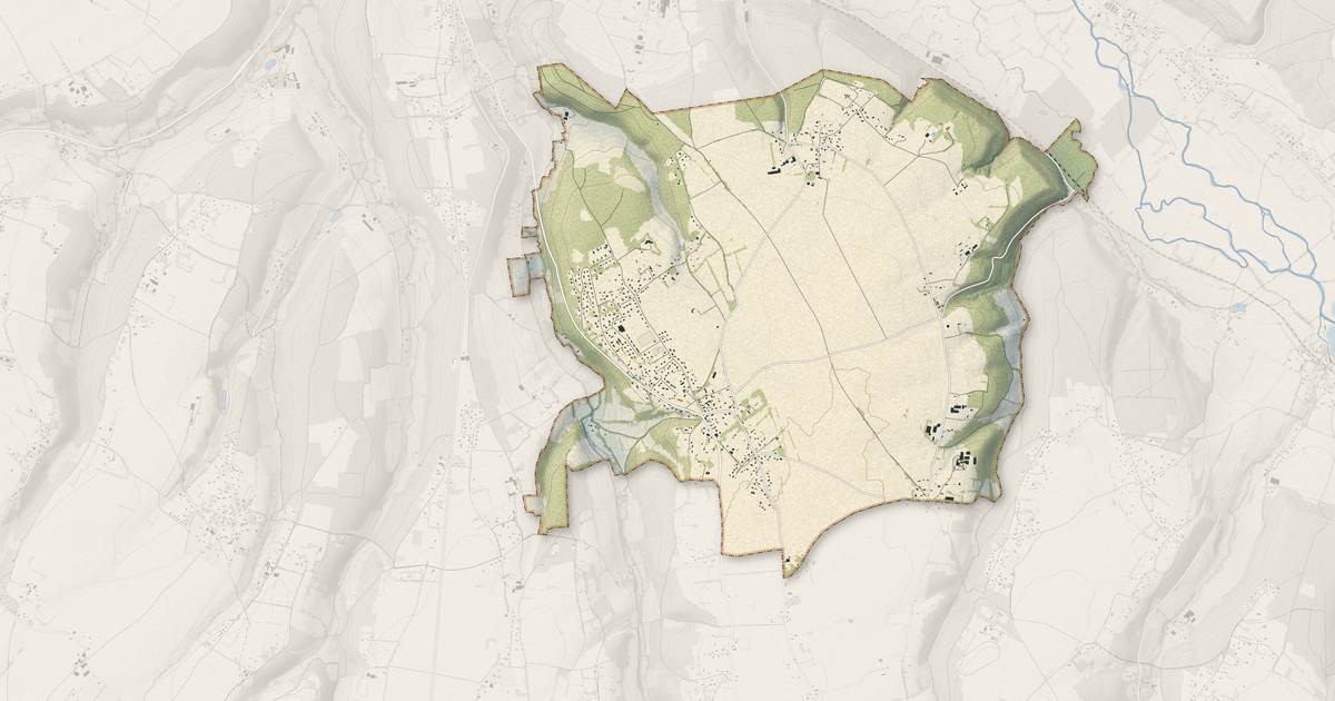 Portrait cartographique de Campigny : relief, eau, forêts, bâti et voies, calculés à partir des données de l'IGN