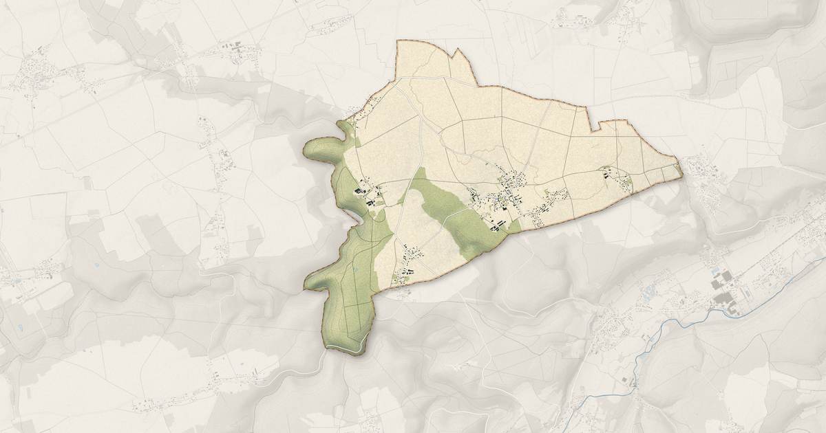 Portrait cartographique de Canappeville : relief, eau, forêts, bâti et voies, calculés à partir des données de l'IGN