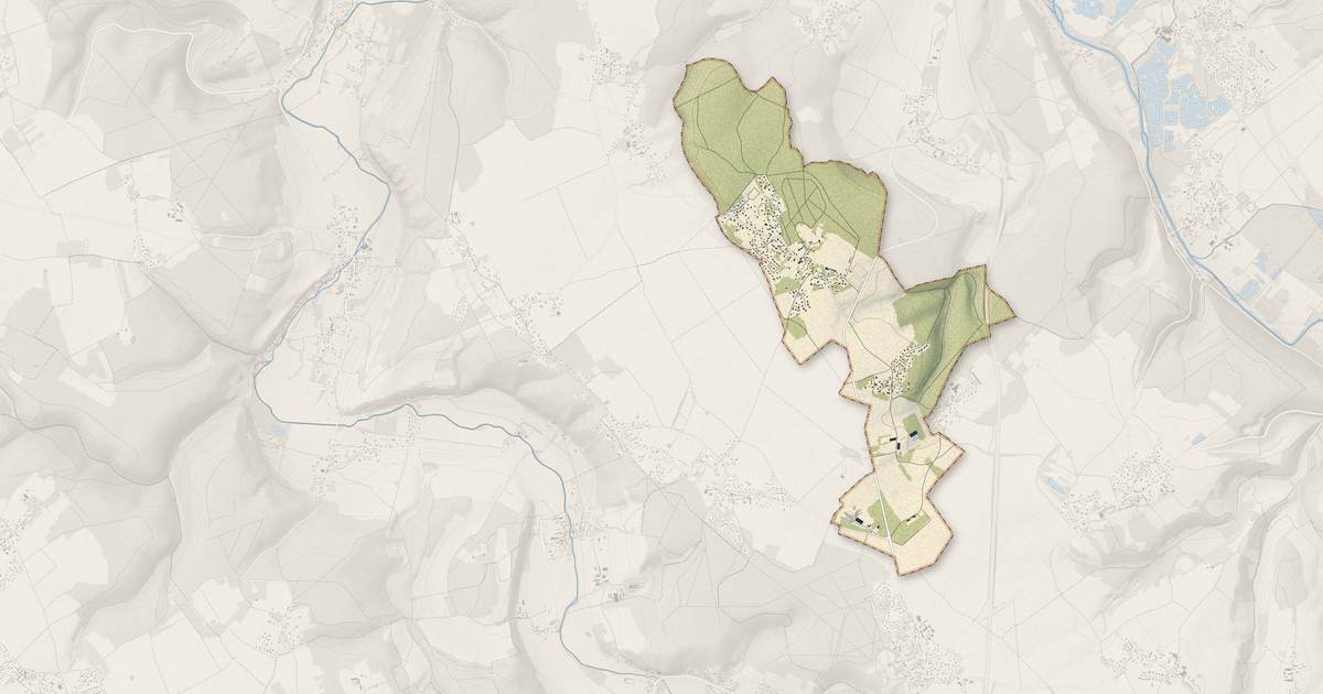 Portrait cartographique de La Chapelle-du-Bois-des-Faulx : relief, eau, forêts, bâti et voies, calculés à partir des données de l'IGN