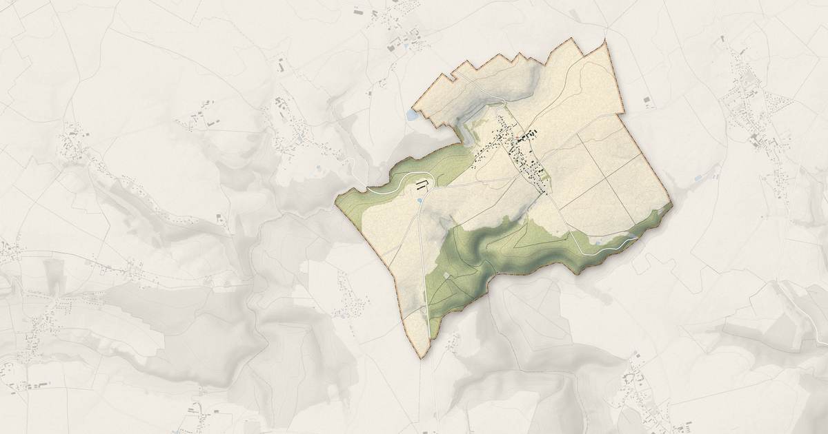 Portrait cartographique de Cuverville : relief, eau, forêts, bâti et voies, calculés à partir des données de l'IGN