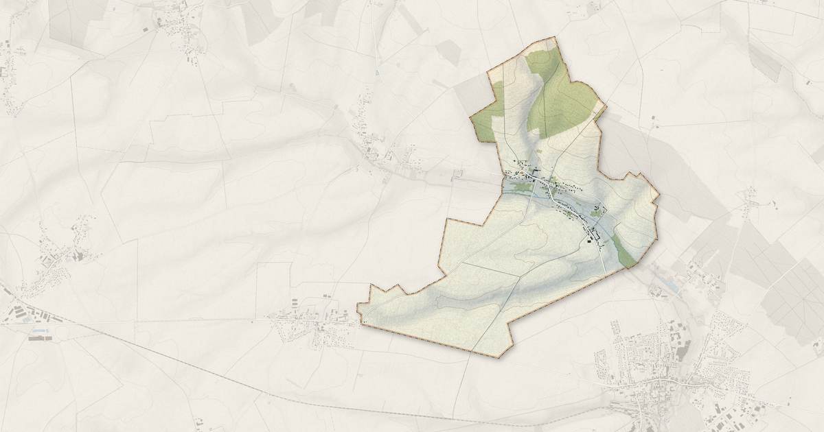 Portrait cartographique de Doudeauville-en-Vexin : relief, eau, forêts, bâti et voies, calculés à partir des données de l'IGN