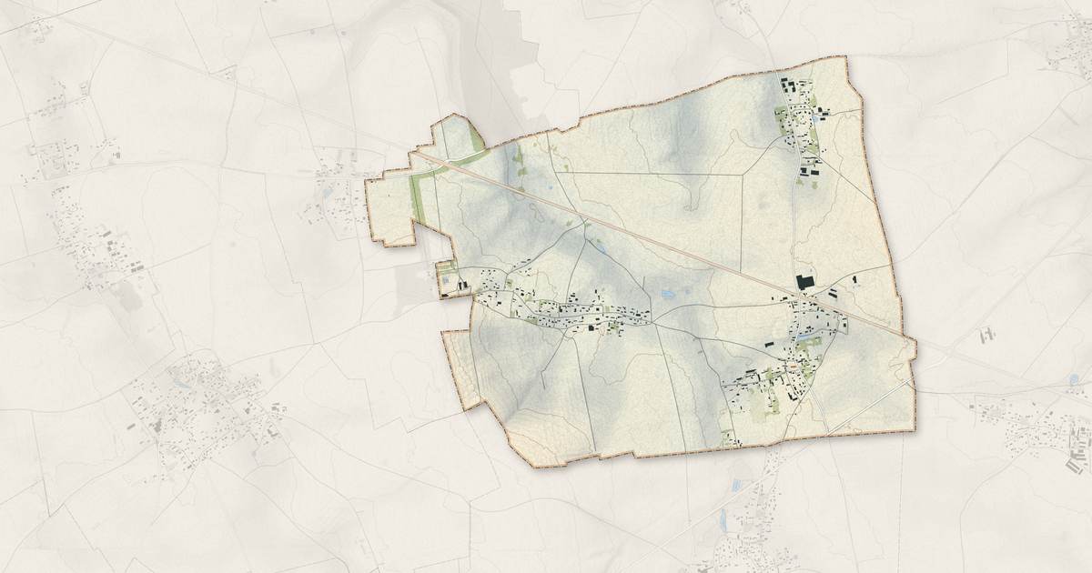 Portrait cartographique de Écardenville-la-Campagne : relief, eau, forêts, bâti et voies, calculés à partir des données de l'IGN