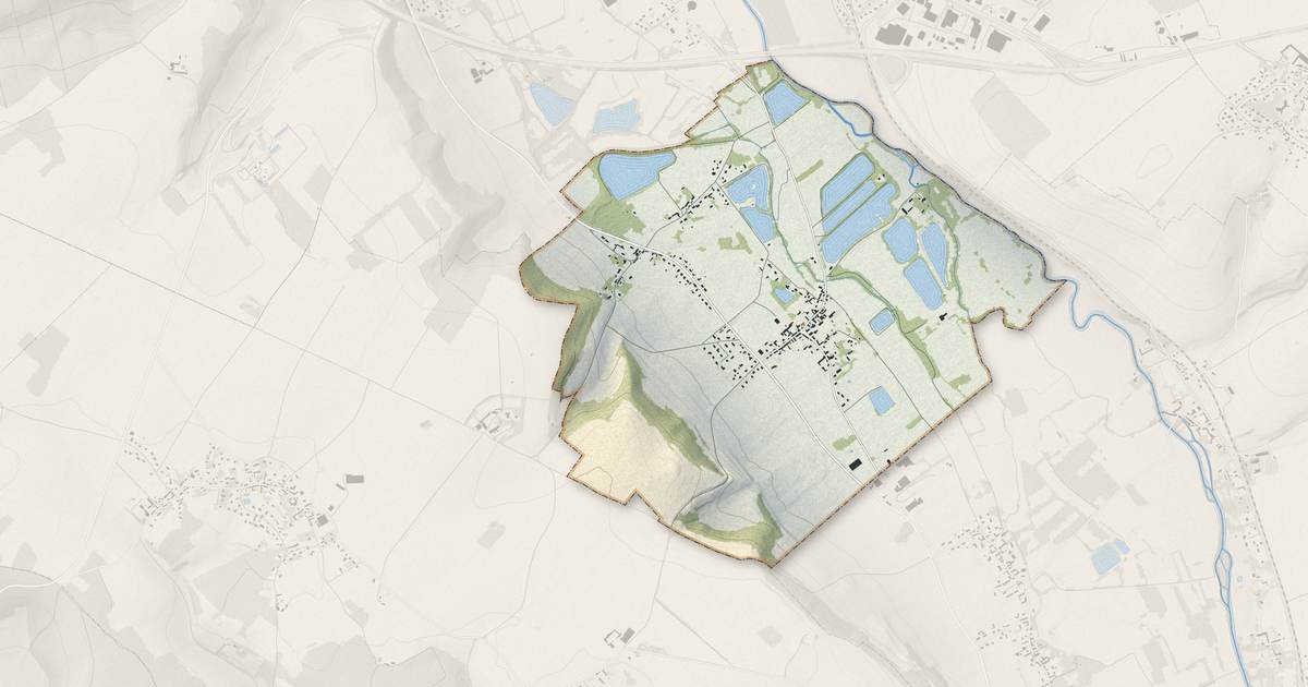Portrait cartographique de Fains : relief, eau, forêts, bâti et voies, calculés à partir des données de l'IGN