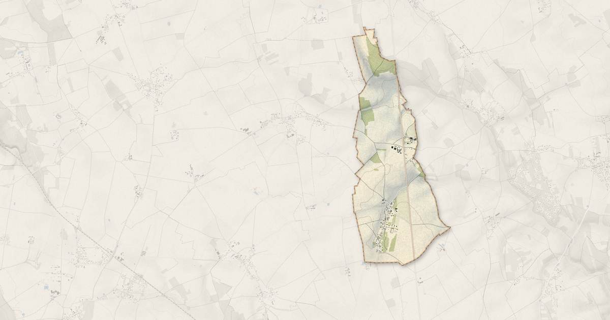 Portrait cartographique de Faverolles-la-Campagne : relief, eau, forêts, bâti et voies, calculés à partir des données de l'IGN