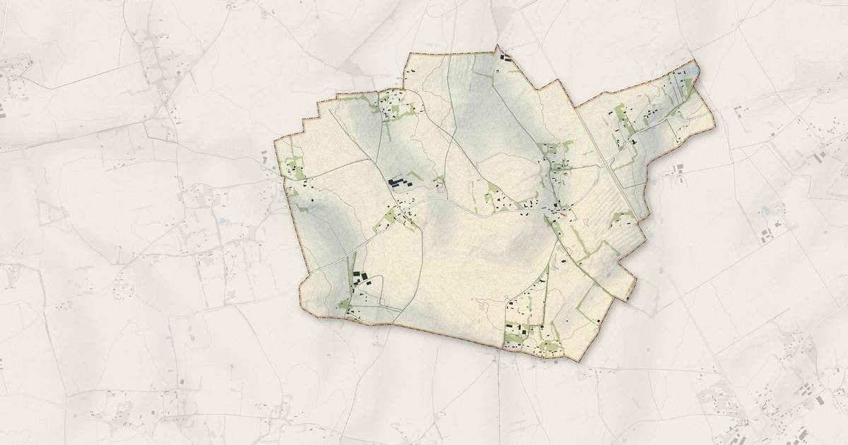 Portrait cartographique de Le Favril : relief, eau, forêts, bâti et voies, calculés à partir des données de l'IGN