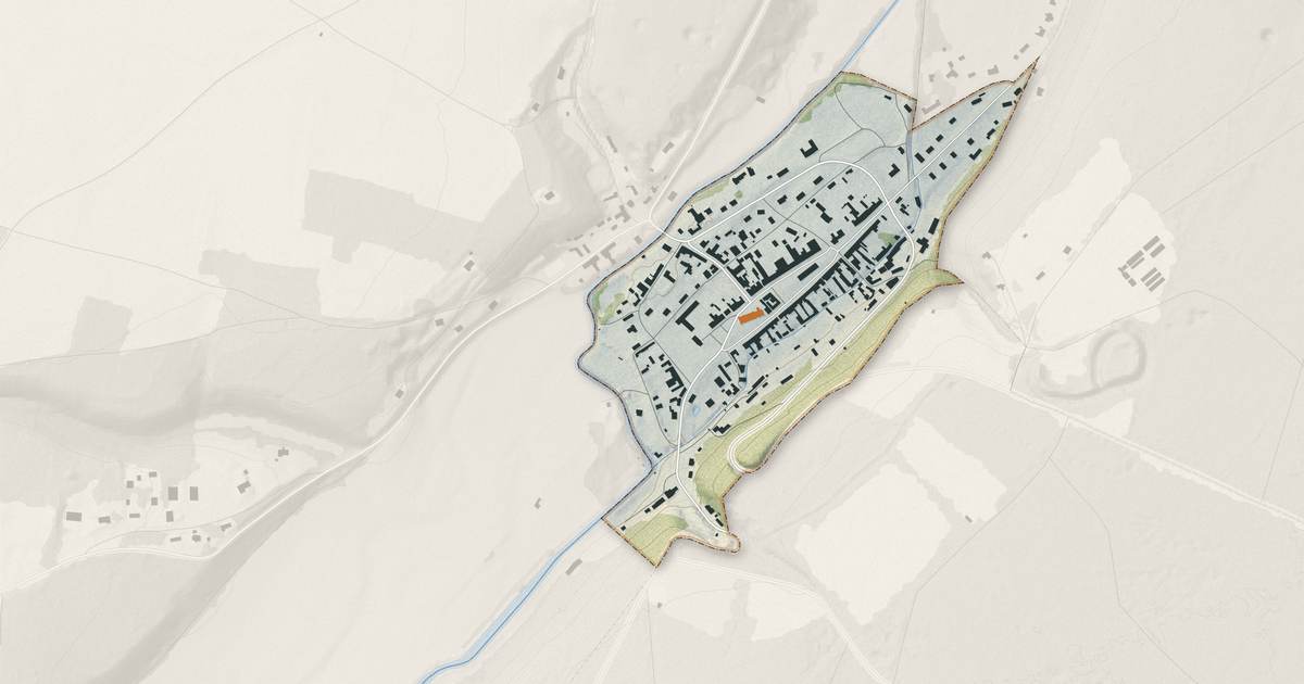 Portrait cartographique de La Ferrière-sur-Risle : relief, eau, forêts, bâti et voies, calculés à partir des données de l'IGN