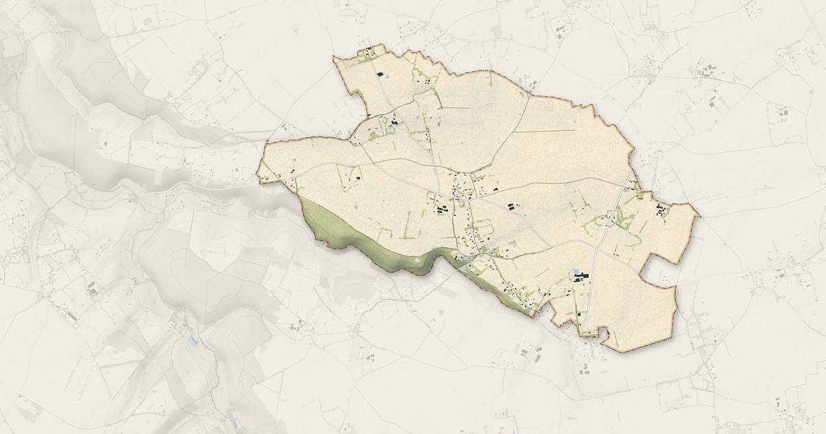 Portrait cartographique de Fresne-Cauverville : relief, eau, forêts, bâti et voies, calculés à partir des données de l'IGN