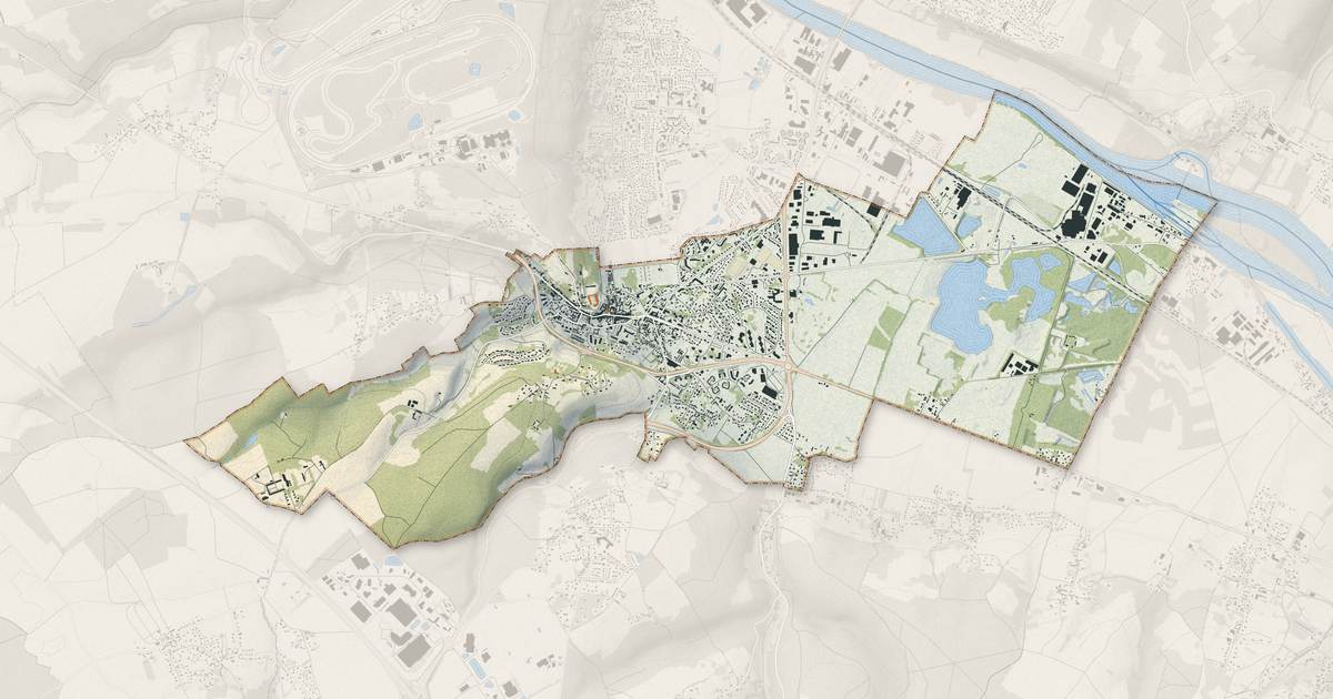 Portrait cartographique de Gaillon : relief, eau, forêts, bâti et voies, calculés à partir des données de l'IGN