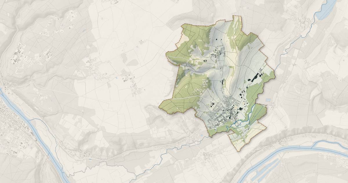 Portrait cartographique de Gasny : relief, eau, forêts, bâti et voies, calculés à partir des données de l'IGN