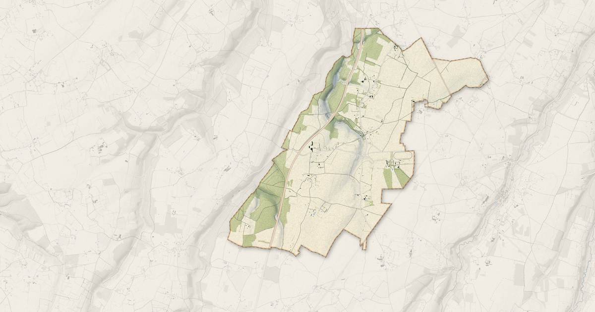 Portrait cartographique de La Goulafrière : relief, eau, forêts, bâti et voies, calculés à partir des données de l'IGN