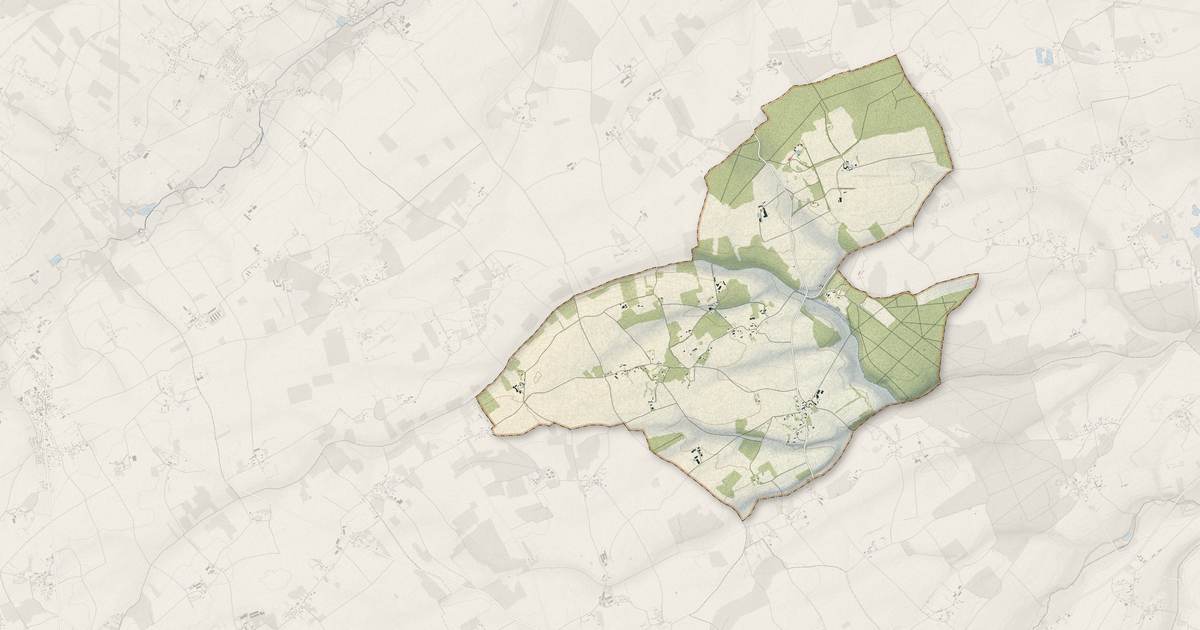 Portrait cartographique de Gournay-le-Guérin : relief, eau, forêts, bâti et voies, calculés à partir des données de l'IGN