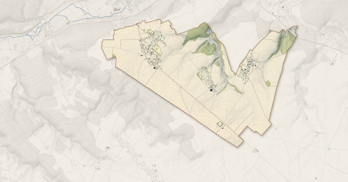 Portrait cartographique de Val d'Orger : relief, eau, forêts, bâti et voies, calculés à partir des données de l'IGN
