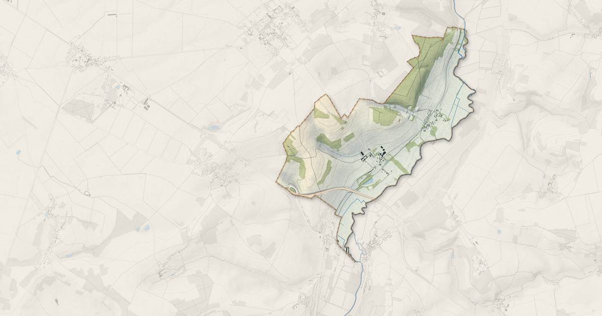 Portrait cartographique de Guerny : relief, eau, forêts, bâti et voies, calculés à partir des données de l'IGN