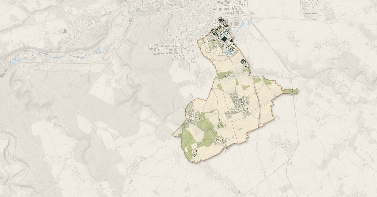 Portrait cartographique de Guichainville : relief, eau, forêts, bâti et voies, calculés à partir des données de l'IGN