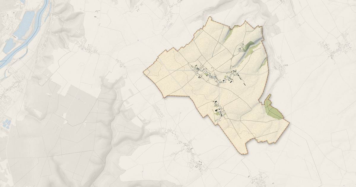 Portrait cartographique de Guiseniers : relief, eau, forêts, bâti et voies, calculés à partir des données de l'IGN