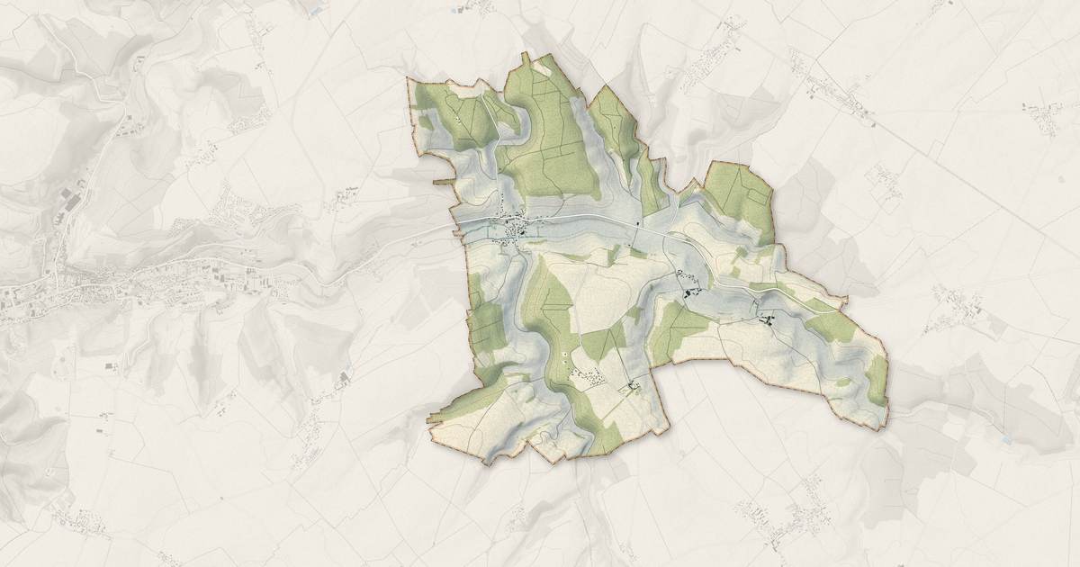 Portrait cartographique de Harquency : relief, eau, forêts, bâti et voies, calculés à partir des données de l'IGN