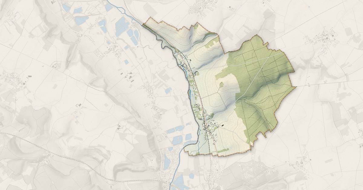 Portrait cartographique de Hécourt : relief, eau, forêts, bâti et voies, calculés à partir des données de l'IGN