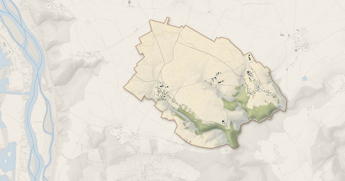 Portrait cartographique de Heuqueville : relief, eau, forêts, bâti et voies, calculés à partir des données de l'IGN