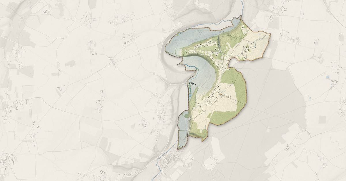 Portrait cartographique de La Houssaye : relief, eau, forêts, bâti et voies, calculés à partir des données de l'IGN