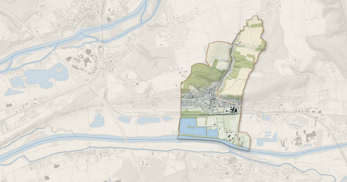 Portrait cartographique de Igoville : relief, eau, forêts, bâti et voies, calculés à partir des données de l'IGN