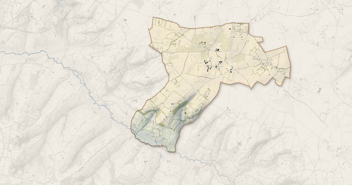 Portrait cartographique de La Lande-Saint-Léger : relief, eau, forêts, bâti et voies, calculés à partir des données de l'IGN