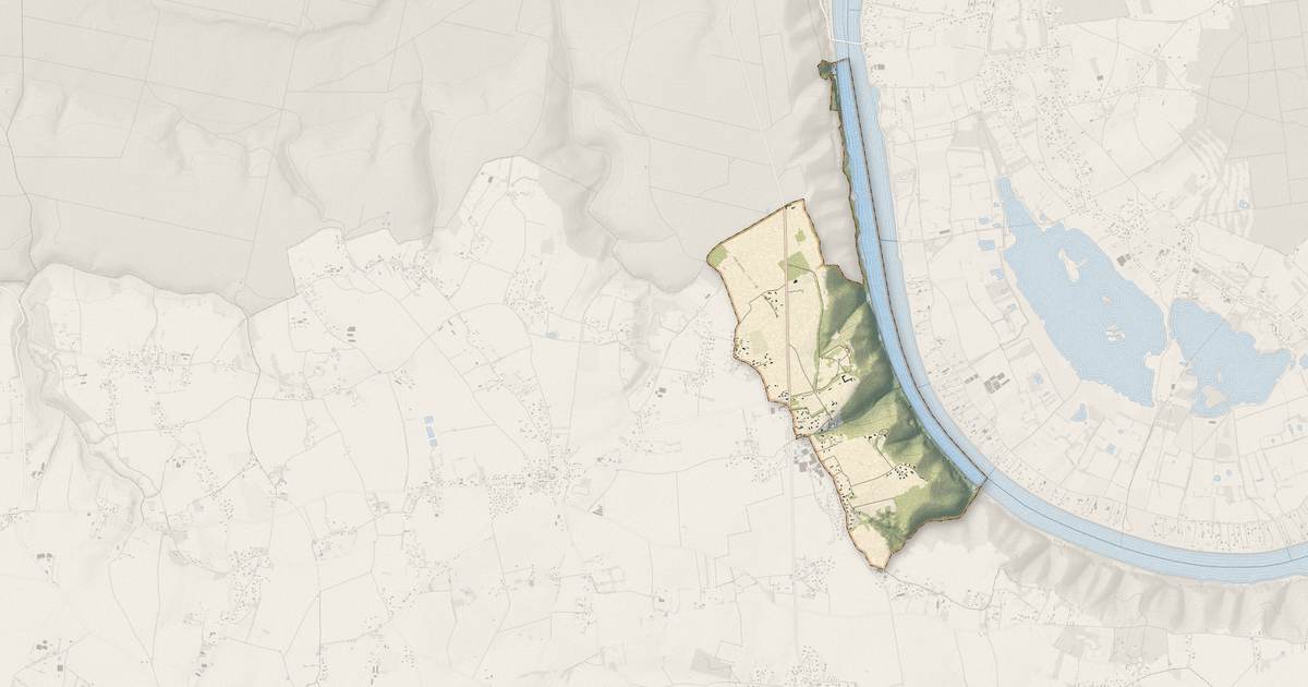 Portrait cartographique de Le Landin : relief, eau, forêts, bâti et voies, calculés à partir des données de l'IGN