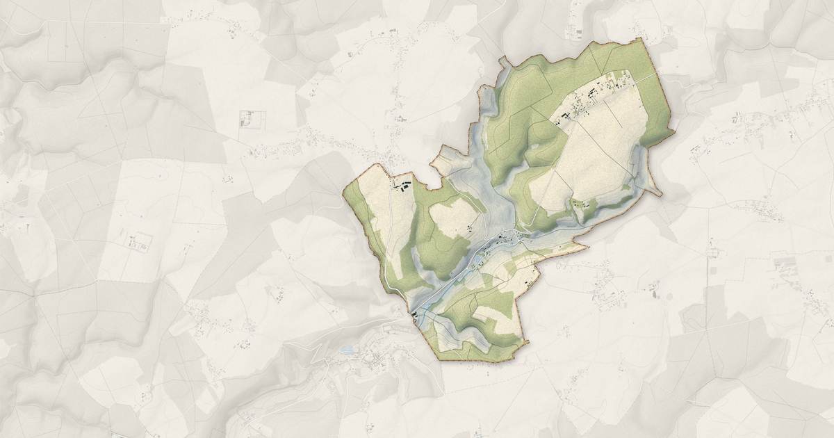 Portrait cartographique de Lorleau : relief, eau, forêts, bâti et voies, calculés à partir des données de l'IGN